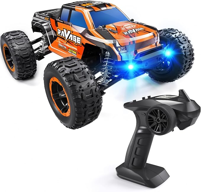 Loolinn | Durable RC Cars for Kids - Hobby Grade 1/16 RC Truck Top Speed 19mph Adjustable Speed Off-Road 4WD - Upgradeable Remote Control Car (Gift for Boys and Adults)
