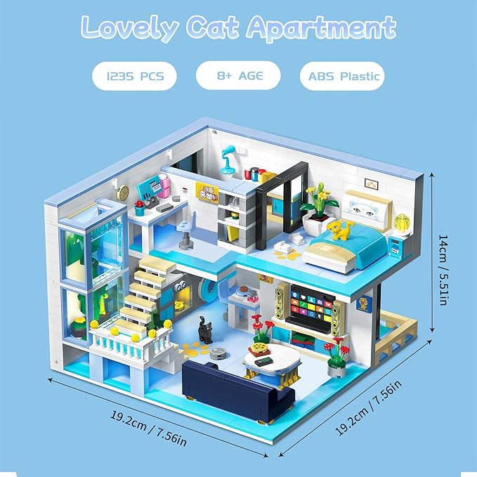 Friends House Building Block Set Pets Collection Small Brick Model Set Creative Mini Toy Building Sets Children’s Day Birthday for Teens Kids Boys Girls 8+ 1235 PCS