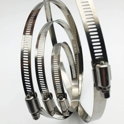 EesTeck 4" (Diameter) Adjustable 304 Stainless Steel Duct Clamps Hose Clamp Pipe Clamp Air Ducting Clamp worm drive hose clamps (4Pcs, 91mm-114mm)
