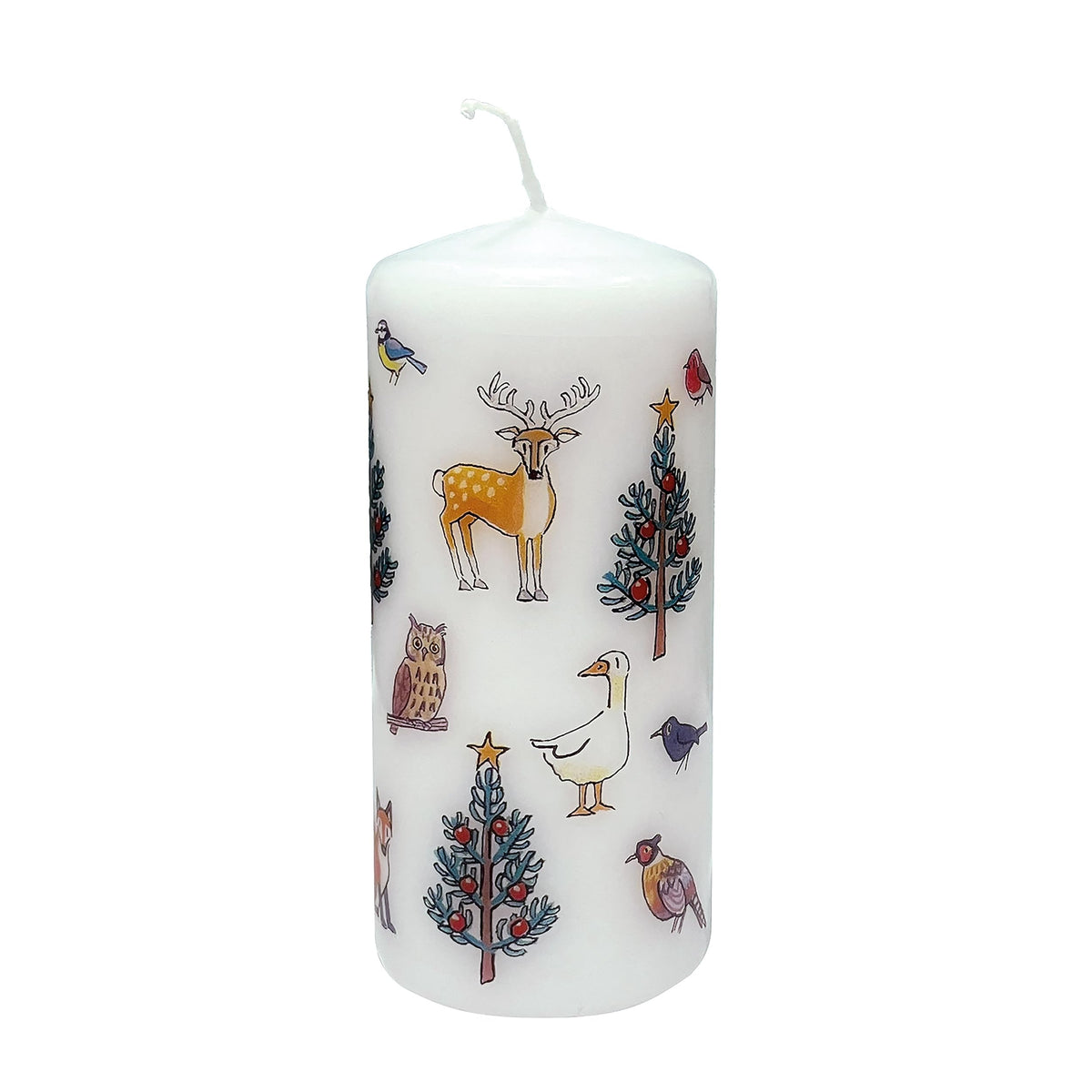 Alison Gardiner Winter Wildlife Mini Pillar Candle – Unscented Wax Christmas Candle, 40hr Burn, Handmade in UK – Perfect for Adding Warmth to Table Displays & Holiday Décor