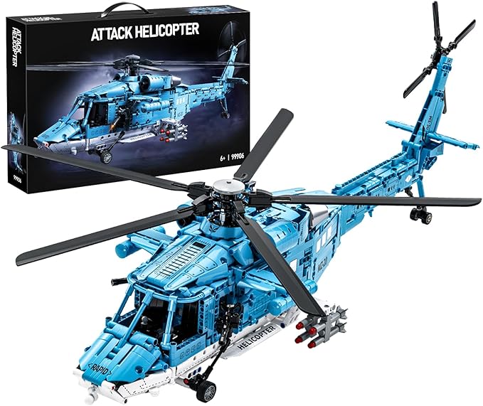 Military Helicopter Building Blocks Set 1521PCS Army Airplane Bricks Model–Air Force Utility Helicopter Toy with Rotating Blades Detailed Cockpit Tactical Gear–Collectible Gift for Boys Teen Adults