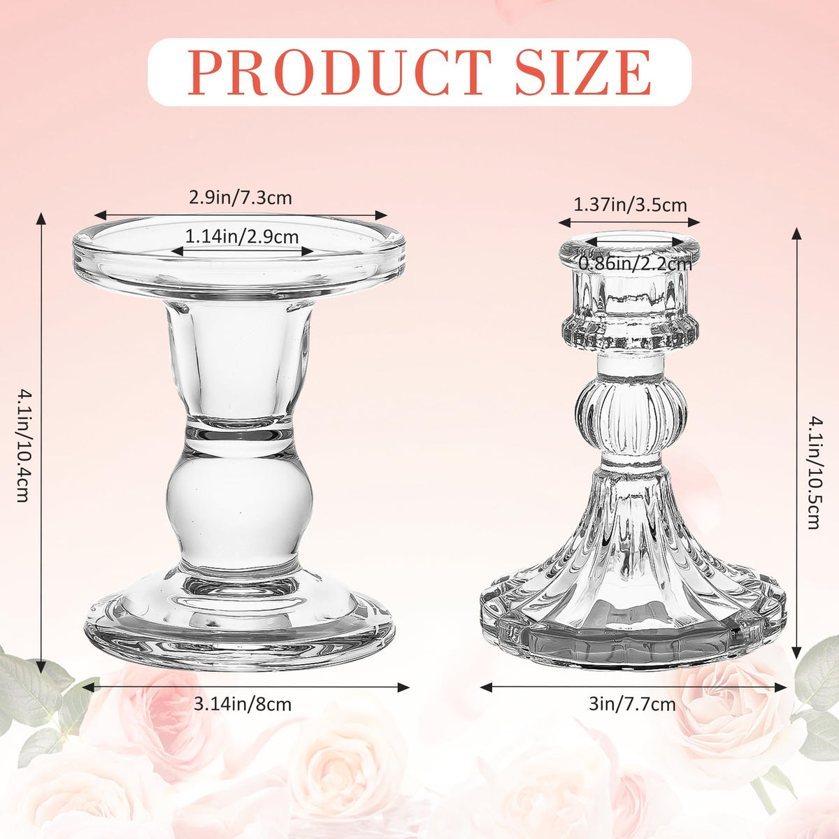 Unity Candle Holder - Glass Candle Holders for Pillar Candles Taper Candles, Glass Candlestick Holders Set of 3, Decorative Clear Glass Candlestick Holder for Wedding Table Dinning Church Centerpiece