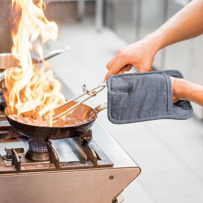 Pot Holders Yarn-Dyed Set of 3 Non Slip Silicone Kitchen Lines Heat Resistant 500℉ Kitchen Gloves BBQ Cooking Baking Women Men Cooking Barbecue Microwave Machine Washable (Gray Potholders)