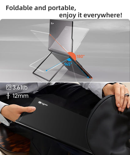 Ingnok Dual Portable Monitor,15.6inch FHD 1080P Screen with USB-C mini HDMI, Foldable Screen Design,Portable Dual Monitor Compatible with Windows/Mac, Easy Setup for Work