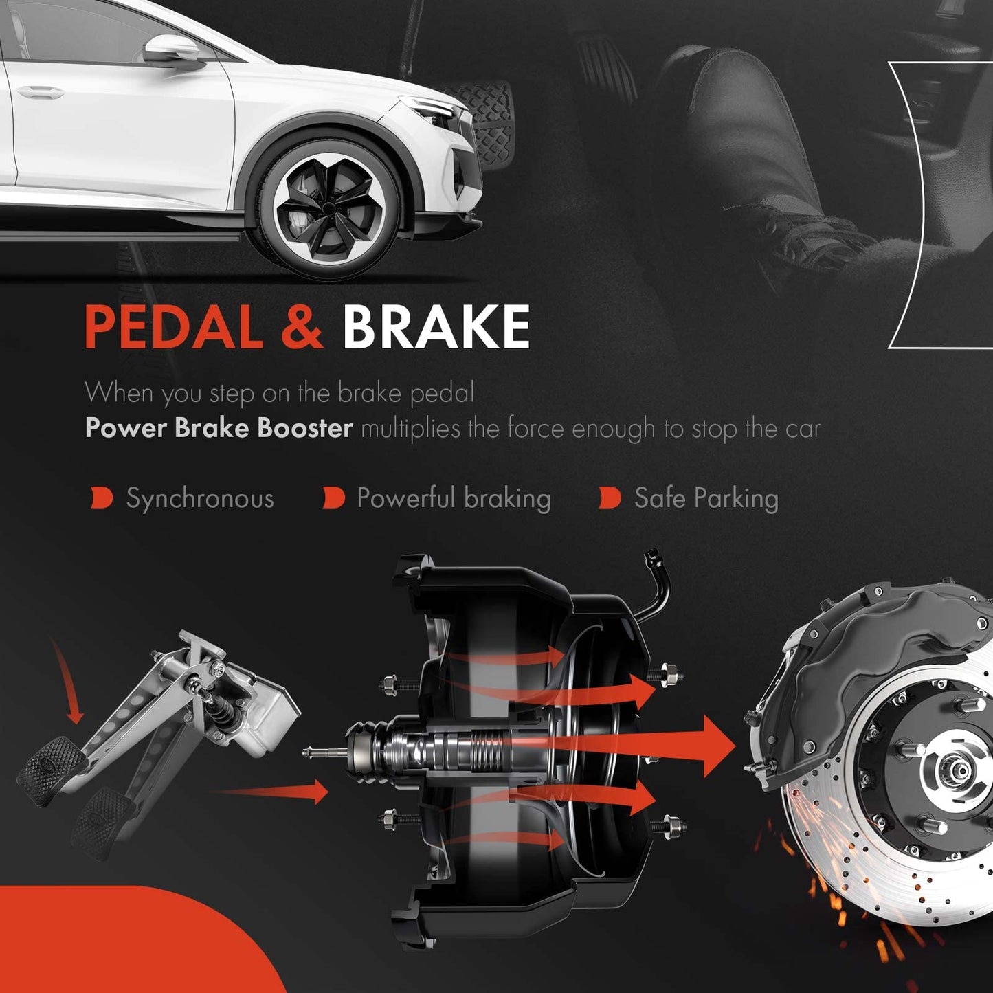 A-Premium Hydraulic Power Brake Booster Compatible with Chevrolet Tahoe 2003-2006, Avalanche 1500 2003-2006, Suburban 1500 2500 & GMC Yukon, Yukon XL 1500 2500 & Cadillac Escalade ESV EXT