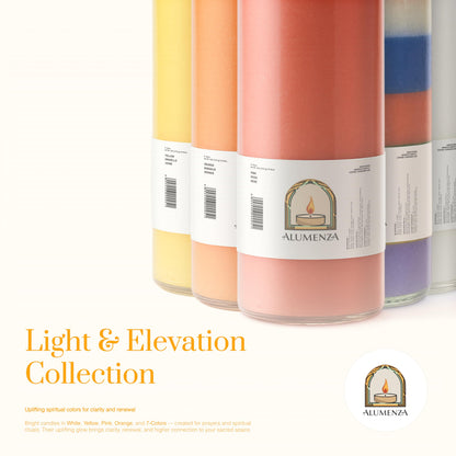 Alumenza 3 Pack Orange 7 Day Candles in Glass Jar – Paraffin Wax, Clean Burning Unscented | Large & Tall Devotional Prayer Pillar Candles for Home, Memorial, Spells, Long Lasting