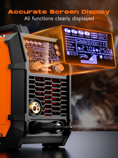 RUBIK Aluminum MIG Welder 250Amp, 5 in 1 MIG/Stick/Lift TIG Welder Gas Gasless Digital MIG Welder 110V/220V Dual Voltage LCD Display Welding Machine, Professionals Multi Process Welder