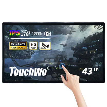 TouchWo 43 inch Interactive Touchscreen Monitor, Smart Board with 16:9 Display 1080P, Android 12 Touchscreen Electronic Whiteboard for Office and Classroom, RAM 4G & ROM 64G