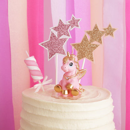 Birthday Candles Smokeless Cake Topper Unicorn Candle for Party Supplies and Wedding Favor (Pink)