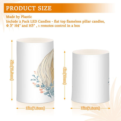 ALAZA Flameless Candles with Remote Timer,White Horse Battery Operated Candles Set of 2 LED Tea Lights Flickering Pillar Votive Candles for Indoor Outdoor Decor