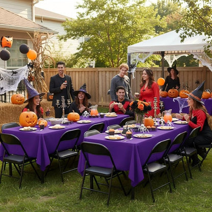 sancua Purple Tablecloths for 8 Foot Rectangle Tables, 8 Pack - Washable Polyester Fabric Table Cloth for Halloween Party Wedding Birthday Banquet Reception, 60x120 Inch