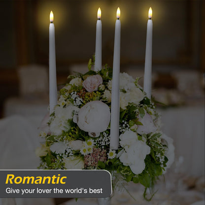 Tuanse 20 Pcs Flickering Flameless Taper Candles Bulk LED Battery Operated Realistic Flame Effect with Remote & Timer Safe No Fire Wax Drip Candles for Wedding Church Home Decor (12.4",White)