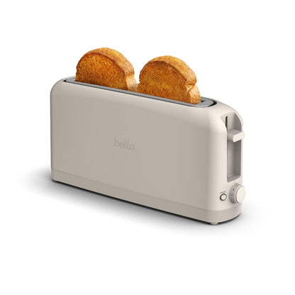 bella 2 Slice Slim Toaster, Fits-anywhere™ Kitchenware, 6 Setting Shade Control with Reheat & Cancel Buttons, Fits sourdough, 10” Long Slot, Anti Jam & Auto Shutoff, 900 Watt, Oatmilk