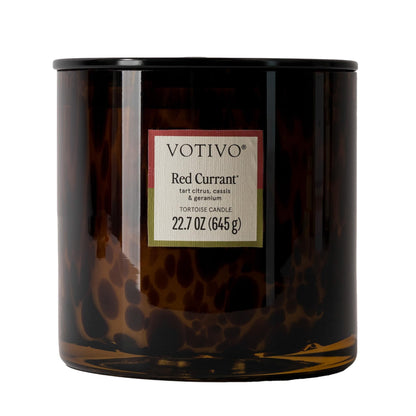 Votivo Red Currant Tortoise Scented Candle | 22.7 oz Soy Wax Blend | Decorative Home Decor Tortoise Shell Pattern | 100 Hour Burn Time