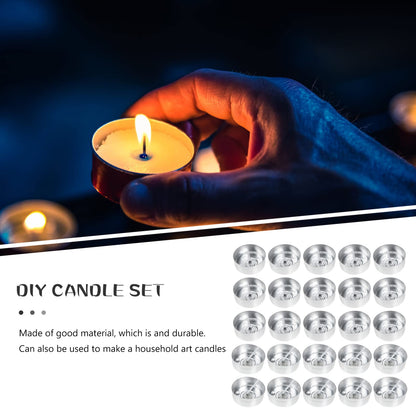 Operitacx 200 Pc Aluminum Tea Light Candle Cups with Wicks 1.57X1.57X0.59In Empty Metal Tealight Containers for DIY Candle Making and Craft Projects