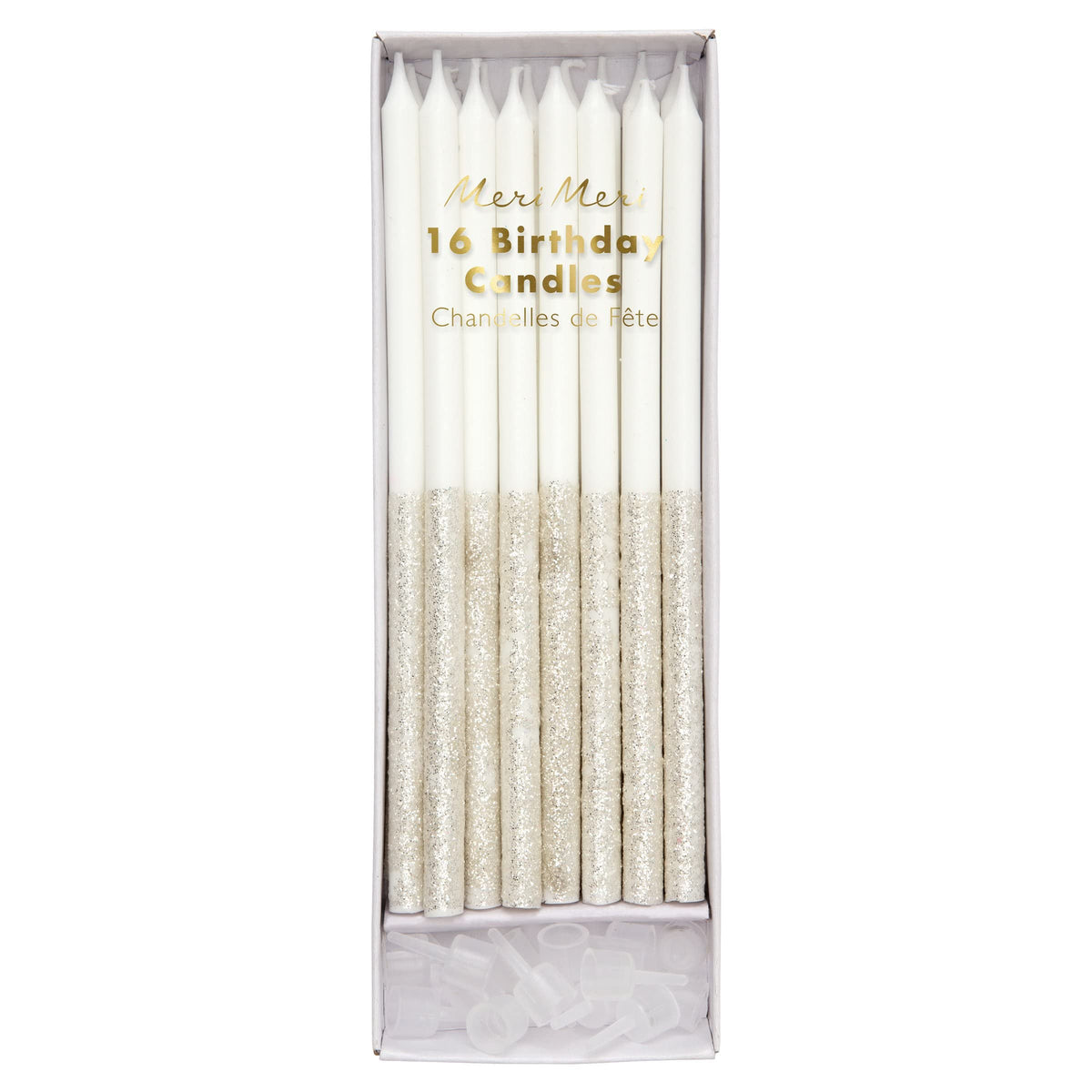 Meri Meri Glitter Dipped Birthday Candles for Cake (Pack of 24), 5.75" Tall, Unscented Meri Meri Candles