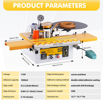 YUCHENGTECH Edge Bander Banding Machine Automatic Tape Breaking Portable Edge Banding Machine Curve Straight Edge Bander With Microcomputer Intelligent Temperature Control (110, Volts (AC))