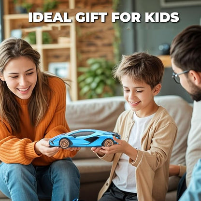 QUN XING Remote Control Car 1:24 Officially Licensed 2.4GHZ Rc Cars Lambo Sport Racing Toy Car for Kids Boys 4-7 Years Birthday Gift Blue