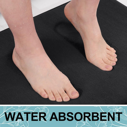Smiry Memory Foam Bath Mat - Extra Soft & Absorbent Non-Slip Bathroom Carpet | 30x20 Inches, Black