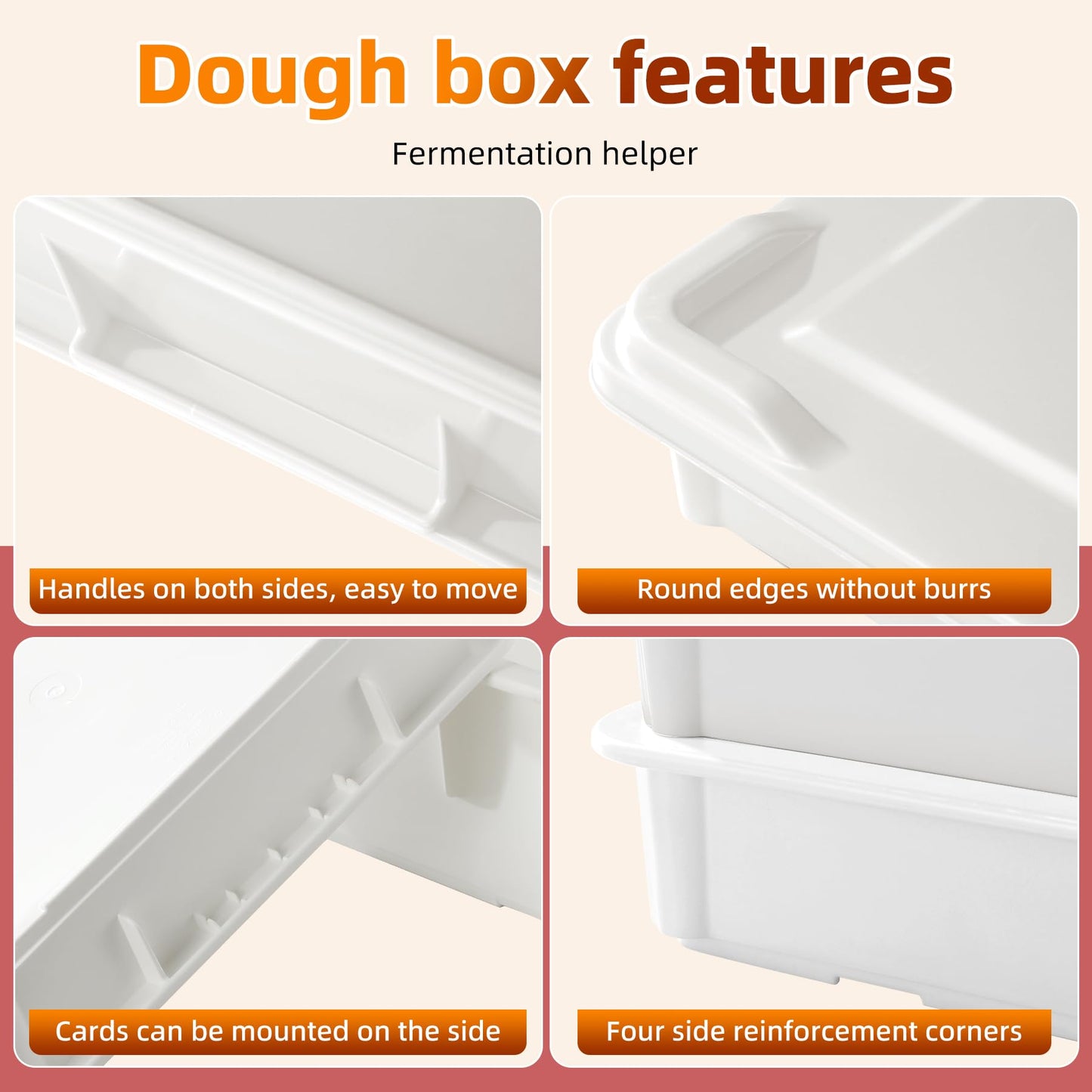 SHUNYILONG Pizza Dough Proofing Box 5-Piece Set - Stackable Dough Boxes with Lids (17.84" D x 12.8" W x 7.8" H) & Bakery Storage Containers for Bread, Sourdough - Commercial Food Prep