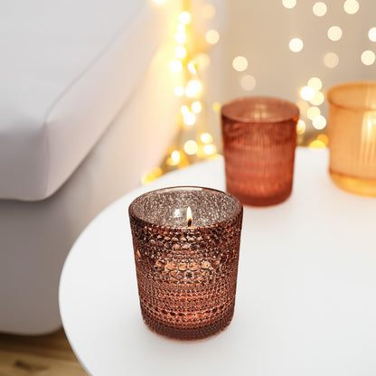 WGV Rustic Dark Pink Trendy Pearly Votive Candle Holder 2.7" x 3.15"H, Mercury Bubbly Bead Textured Glass Tealight Candleholder, Home Accent Décor, 1 Pc