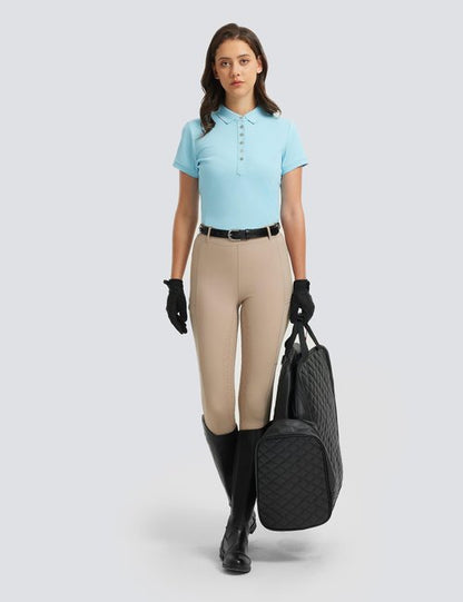 FitsT4 Sports Equestrian Shirts for Women Short Sleeve UPF50+ Moisture Wicking Polo Shirts for Horse Riding Tops Blue M