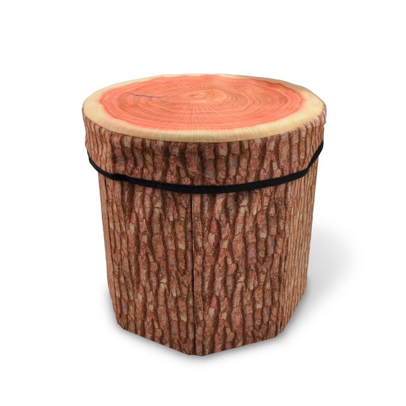 CHEFAN Fruit Storage Stool Ottoman,Tree Stump Stool, Cute Folding Storage Toy Box, Collapsible Seat Chest, Wood Stump Organizer Stool for Toy, Cloth and Kids