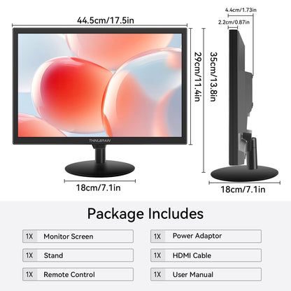 Thinlerain 19 inch Computer Monitor 1440x900 PC Monitor with HDMI VGA AV BNC USB Ports, 60Hz, 5Ms, VESA, Display Build-in Speakers for Office Home