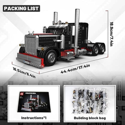 Mould King 10037 Semi Truck Building Set Flatbed Truck Toy with 10 Wheels Collectible Car Model to Build and Display Creative Gift for Adult (1797 Pieces)