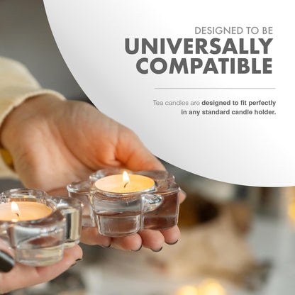 delka Unscented Tea Lights White- Long-Lasting 8 Hour Burn Time-Smoke-Free Bright Flame -Ideal for Weddings, Events, Aromatherapy, Home Décor, and Emergency Use-Premium Quality (White, Pack of 50)