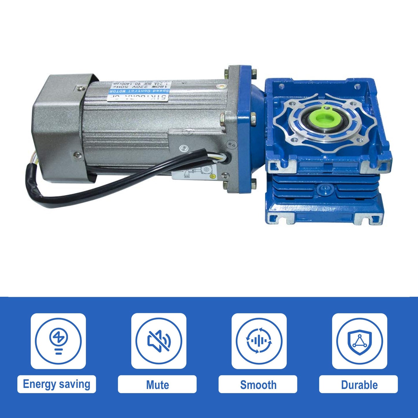 Bemonoc High Torque 110V 180 Watts AC Worm Gear Motor 18 RPM with AC Speed Controller Kits RV040 Gearbox Reducer Ratio 1:80