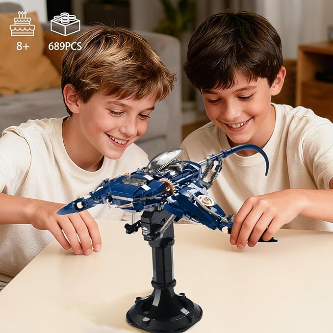 Mechanical Fish Building Set for Audlts Sea Animal Building Block Toy with Display StandFish Model for Office DecorGreat Gifts for Boys Grils 8+689PCS