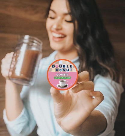 Double Donut Coffee Decaf Flavored Coffee Single Serve Cups For Keurig K Cup Brewer Variety Pack Sampler, 40 Count (SYNCHKG115120)
