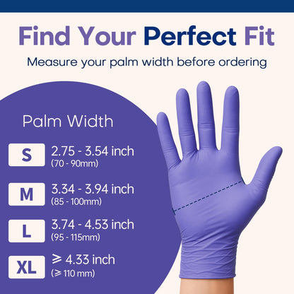 Supmedic Nitrile Exam Gloves, 3.5 Mil Powder-Free Food Safe Cleaning First Aid Disposable Medical Glove, Violet Blue 100 Pcs (Medium)
