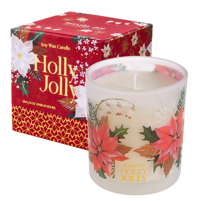ROMIIE ZOI Christmas Scented Candle - 6oz Soy Wax Candle, Holly Jolly Decorations for Women, Infused with Citrus & Pine Aroma - Exquisite Red & Gold Gift Box Packaged for Christmas Holiday Season Gift