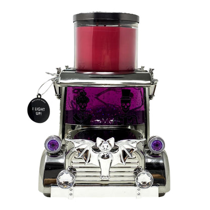 Bath & Body Works Light-Up Hearse Waterglobe 3-Wick Candle Holder with a Natural Oats Sample Soap