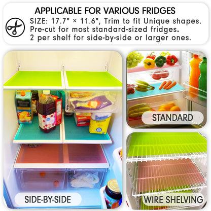 12 Pcs Refrigerator Liners, MayNest Washable Mats Covers Pads, Home Kitchen Gadgets Accessories Organization for Top Freezer Glass Shelf Wire Shelving Cupboard Cabinet Drawers (12 Red)