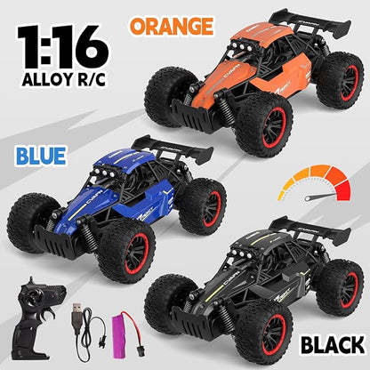 Remote Control Car for Boys 8-12 1:16 Scale Metal Shell RC Monster Truck 25+ KM/H Fast Off Road RC Cars with LED Lights All Terrain Electric Toy Vehicle Birthday Gifts for Kids Boys Girls 6-12