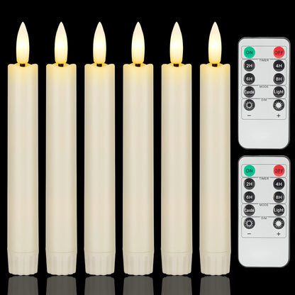 AFINETH 6.4 Inch Flameless Taper Candles with Remote, Short Flickering Battery Operated Candles, Ivory Led Flameless Candlesticks for Weeding Home Party Festival Decor, 6 Pack