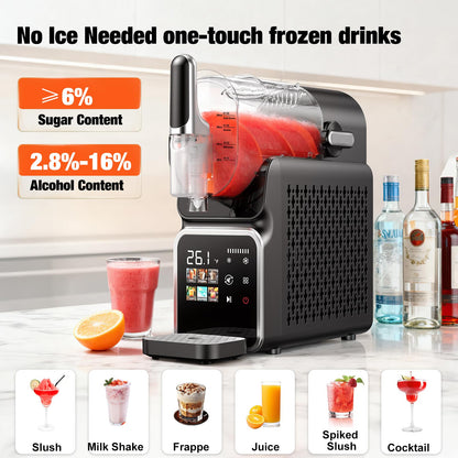 AllToU Slushie Machine No Ice Needed, Auto-Clean, 220W Quick Frozen Drink Maker with 6 Preset Programs for Margaritas, Frappés, Milk Shake and More, Slushy Machine for Home, 88oz