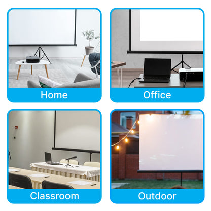 Pyle 60 Inch Portable Projector Screen with Tripod Stand – Fold Out Roll Up, HD Premium 16:9 Aspect Ratio, Matte Viewing Surface for Indoor and Outdoor Use, Perfect for Home, Office and Presentations