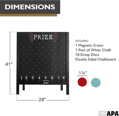 Ilyapa Board - Large Portable Prize Drop Game for Events and Trade Show - 27.5 x 41 Inch Double Sided - Wooden A-Frame Chalkboard Sign Eraser