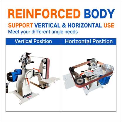 Belt Grinder Sander, 2x72 Inch Belt, 1500W Electric Motor with 2.2KW VFD, 2 sets of grinding kits with 3 grinding methods,Vertical and Horizontal operation includes 3 sanding belts.