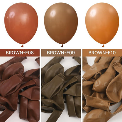 PartyWoo Dark Brown Balloons 140pcs Different Sizes of 18 12 10 5 Inch Boho Neutral Coffee Tan Balloon Arch Kit Garland for Birthday Boy Baby Shower Jungle Safari Fall Party Decorations Brown-F08
