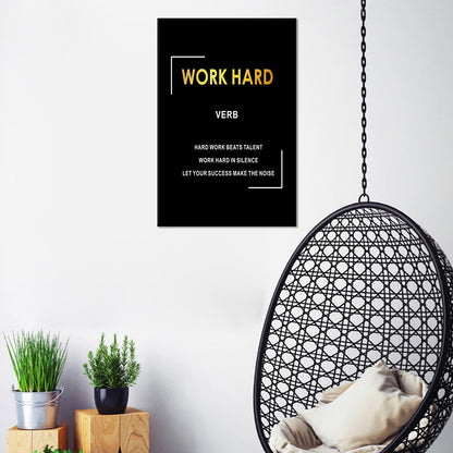 Work Hard Motivational Wall Decor Inspirational Entrepreneur Quotes Picture Poster Artwork Inspiring Themes Painting Prints for Modern Living Room Office Wooden Framed Ready to Hang [12''Wx 18''H]