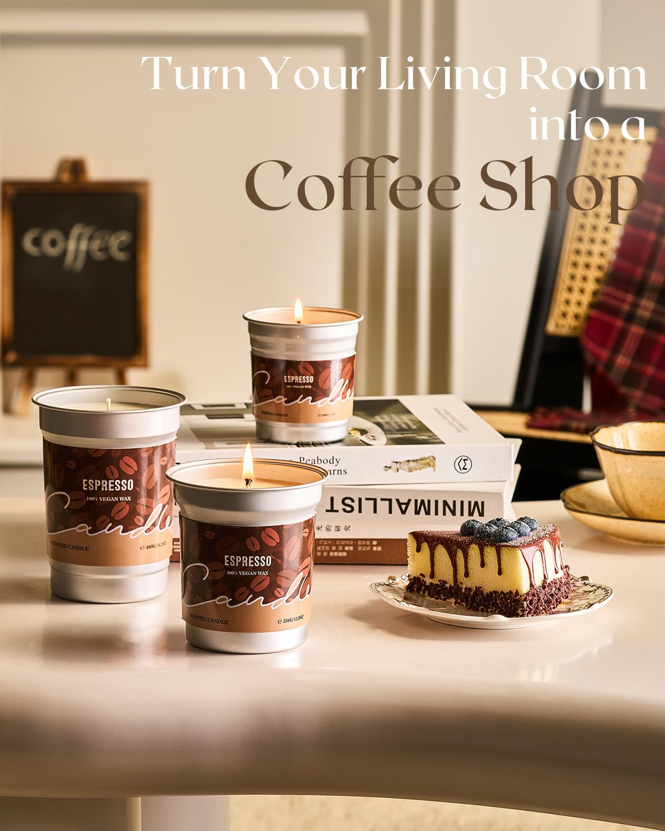 M&SENSE Espresso Candles Black Coffee Scented, 16.2oz