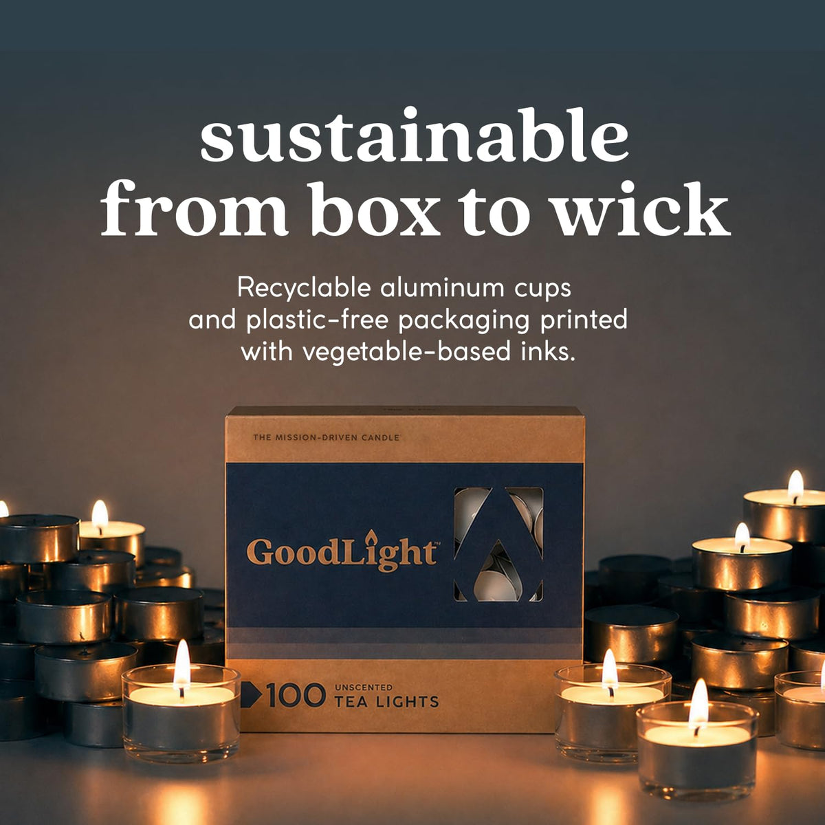 GoodLight Unscented Vegan and Paraffin-Free Tea Light Candles (24 Candles)