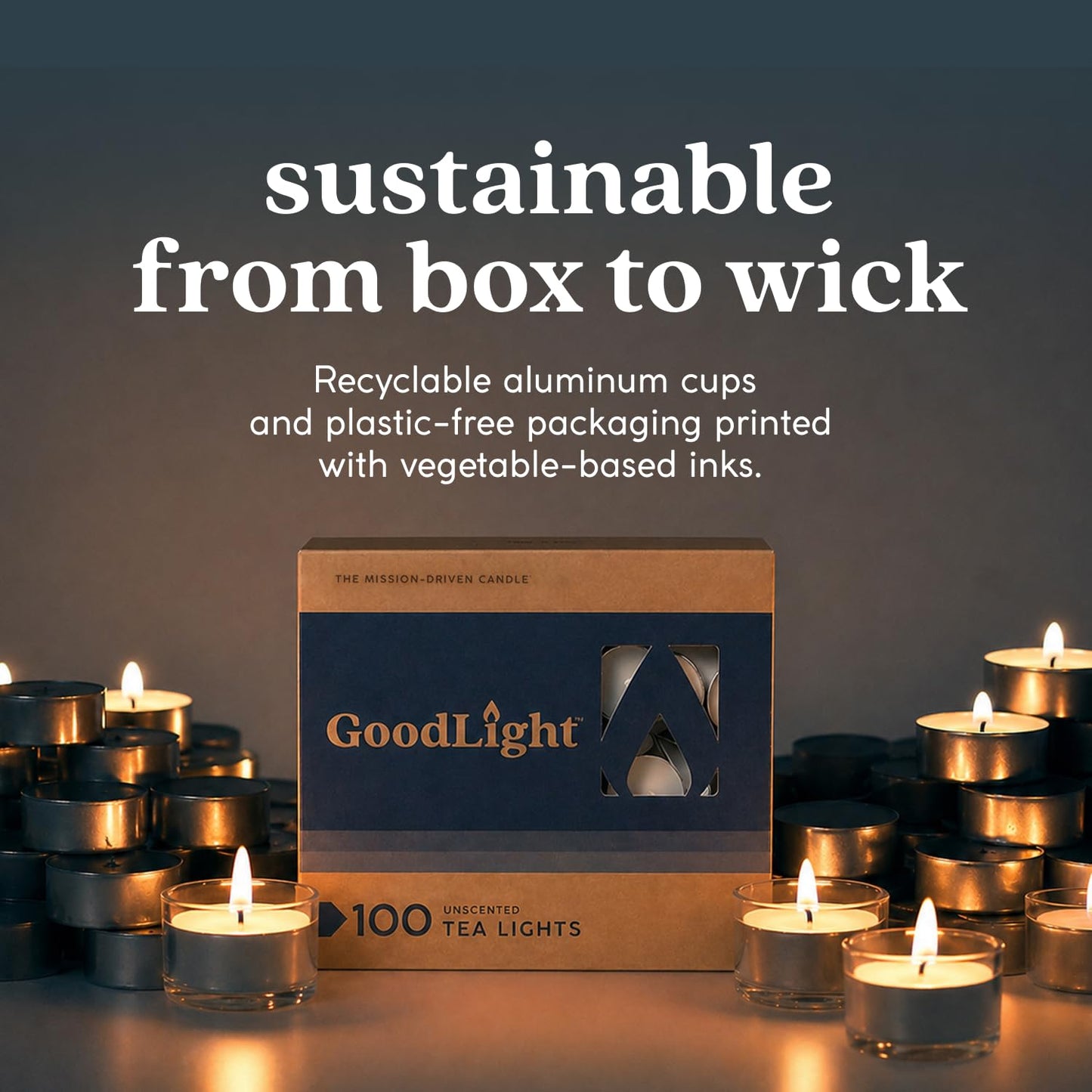 GoodLight Unscented Vegan and Paraffin-Free Tea Light Candles (100 Candles)