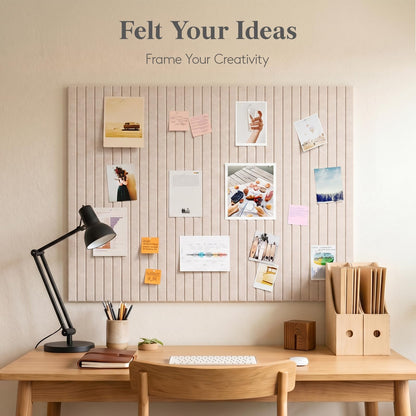 Lifewit Felt Slatted Bulletin Board, 12 Pack Self-Adhesive Panel, 48"x 36" Total Size, Cork Board Alternative, Pin Message Board with 30 Pushpins for Room and Office Decor, Home, Dorm, Green