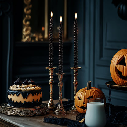 KONNI 0.87×10 Inch Black Spiral Taper Candle, Unscented and Smokeless Tall Candlesticks, 8 Pack Twisted Candles with Cotton Wicks, Long Burning, Ideal for Weddings, Dinner Parties, and Home Décor